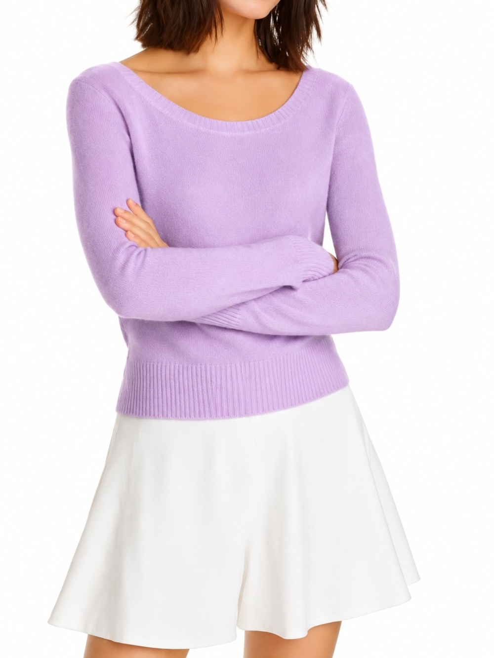 Vince 100% Cashmere Ballet Neck Sweater Lavender Lilac Size M